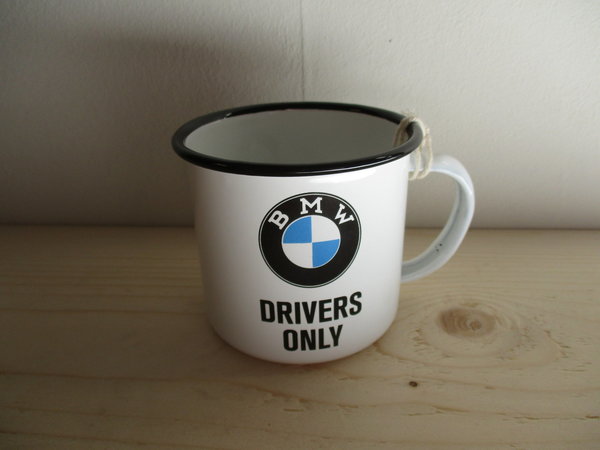 BMW Drivers only emaille mok